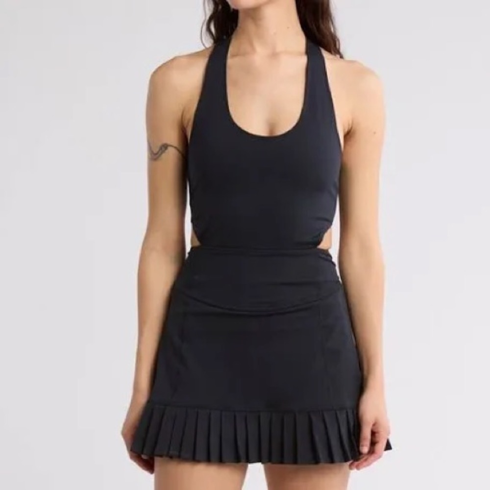 FP Movement Back It Up Skortsie Dress Black With Cutout And Built In Shorts